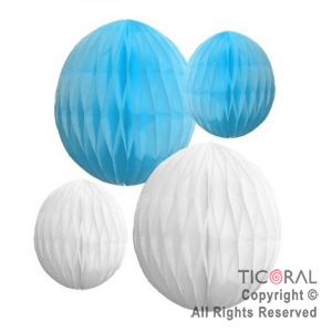 ADORNO KIT GLOBO CELESTE Y BLANCO x 4 UNIDADES